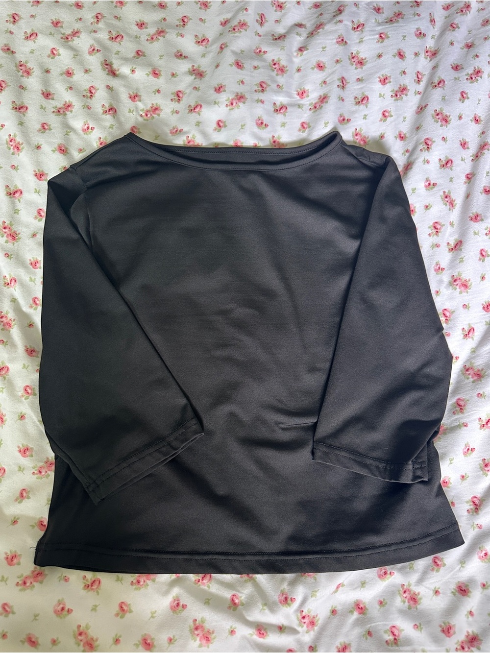 H&M Black 3/4 Sleeve Boatneck Tee